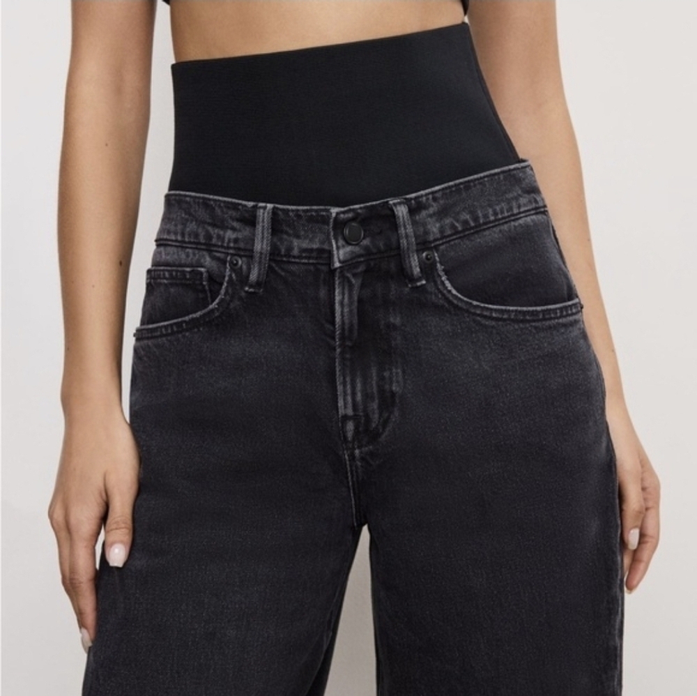 Good American Wide Leg Solution Jeans Built In Elastic Compression Panel - Picture 3 of 14